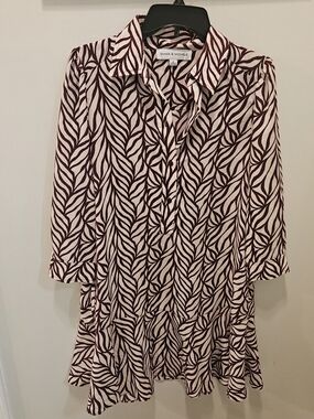 Emma & Michele Pink Dress with Burgundy Leaf Print